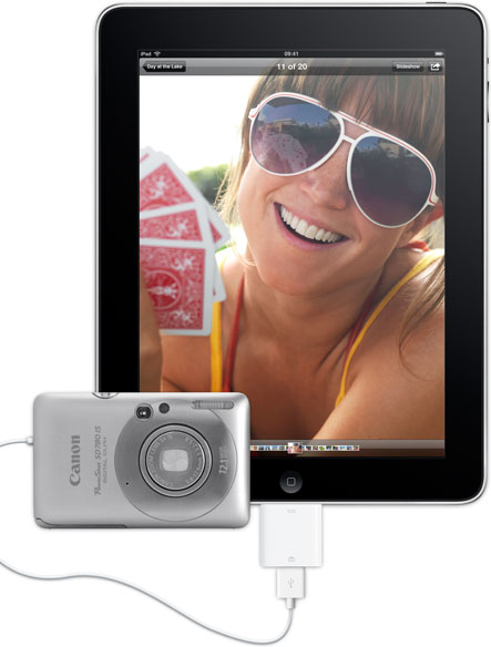 Фотографии можно загрузить на iPad