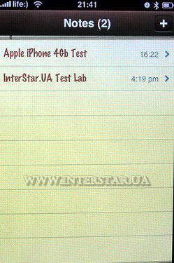 Скриншот меню Notes телефона Apple iPhone