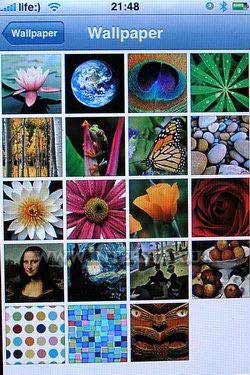 Скриншот меню Wallpaper телефона Apple iPhone