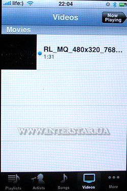 Скриншот меню iPod телефона Apple iPhone