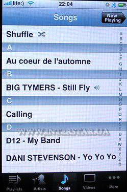 Скриншот меню iPod телефона Apple iPhone