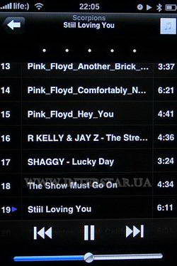 Скриншот меню iPod телефона Apple iPhone